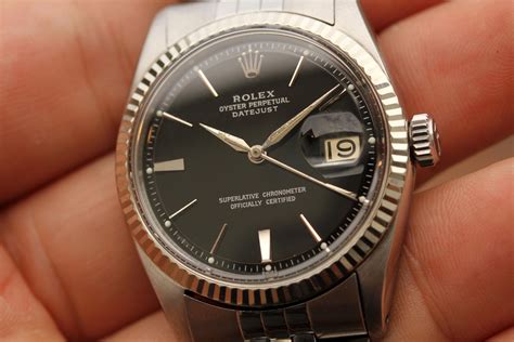 SOLD 1963 Rolex DateJust 1601 Glossy Black Dial, Dauphine 